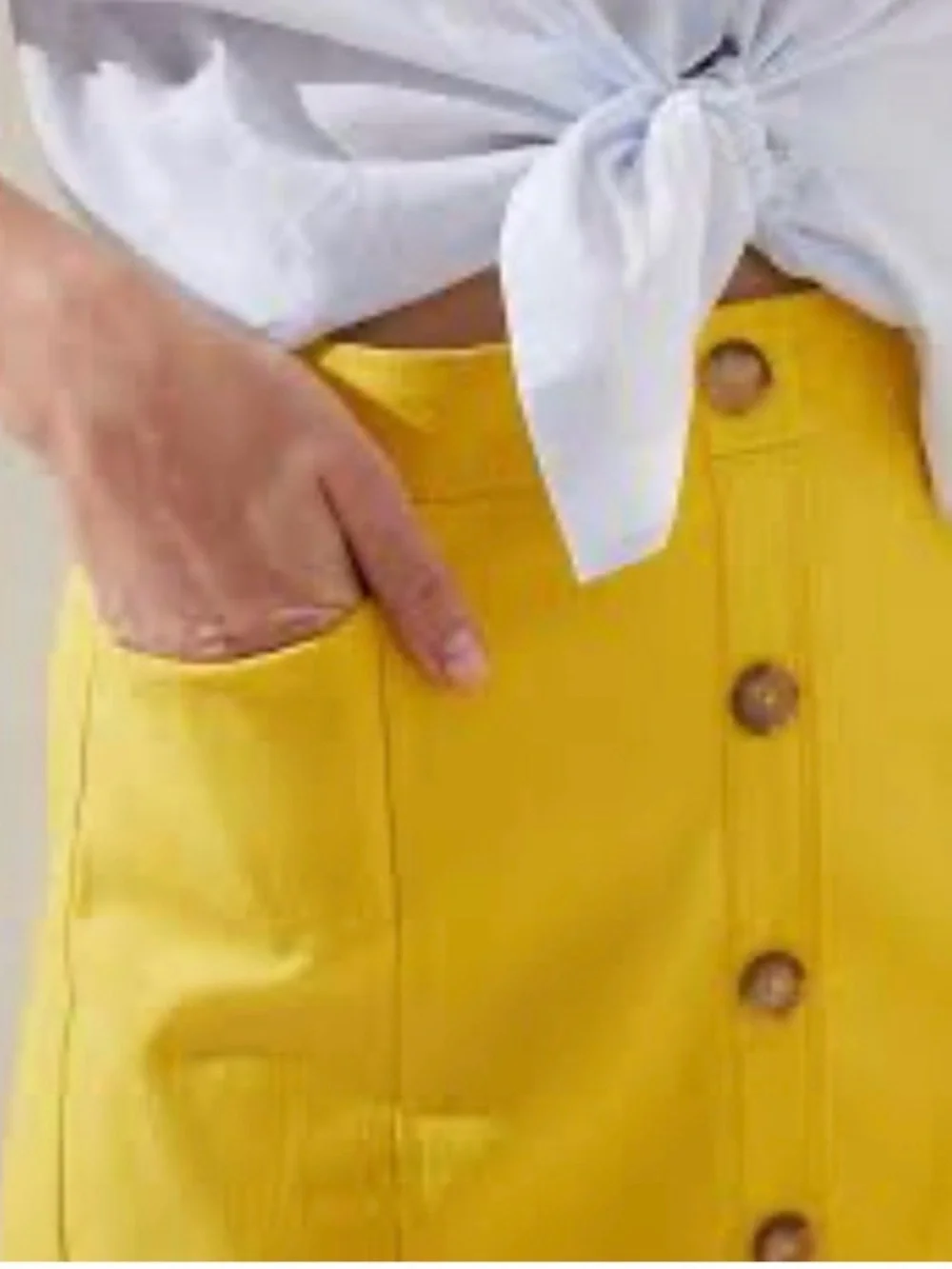 LOFT Sunflower Yellow Faux Button-Front Mini Skirt | Size 12P